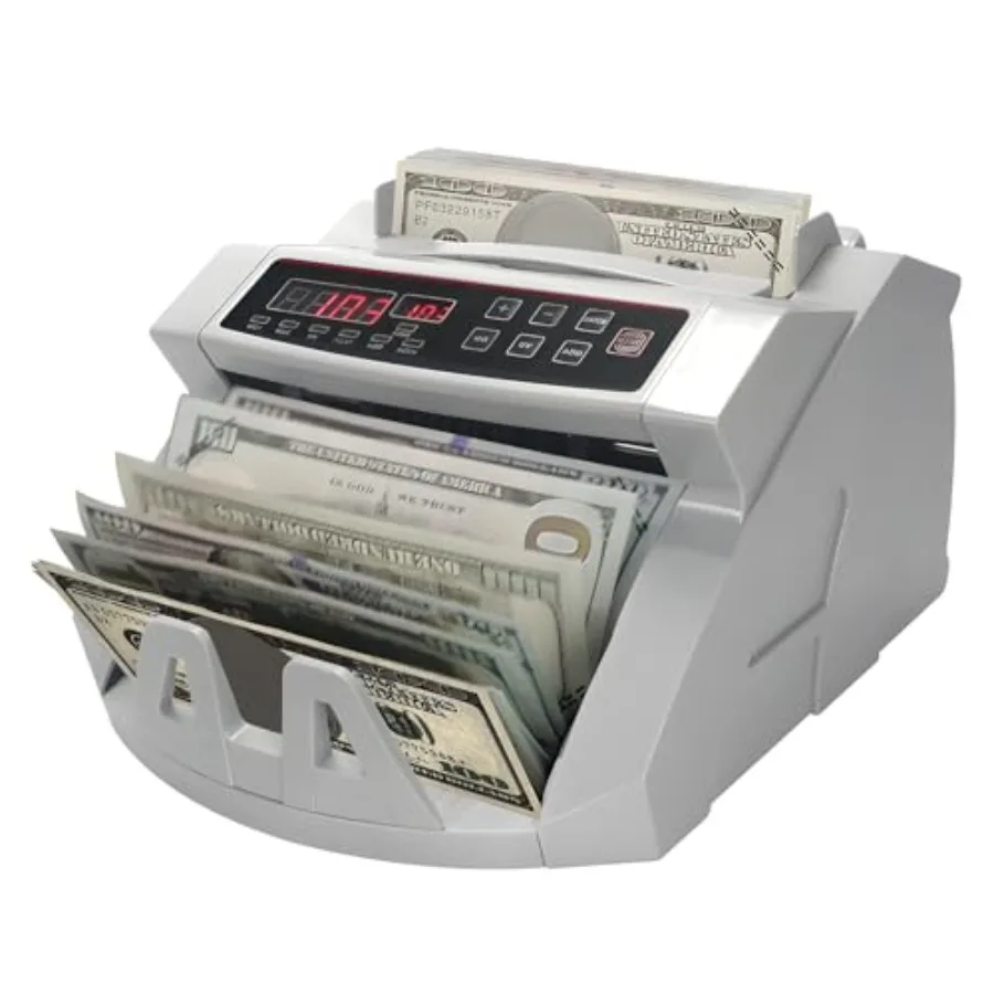 Money Counter Machine with Mixed Denomination Value Counting UV/MG/IR Counterfeit Detection LCD Display Add and Batch Modes for