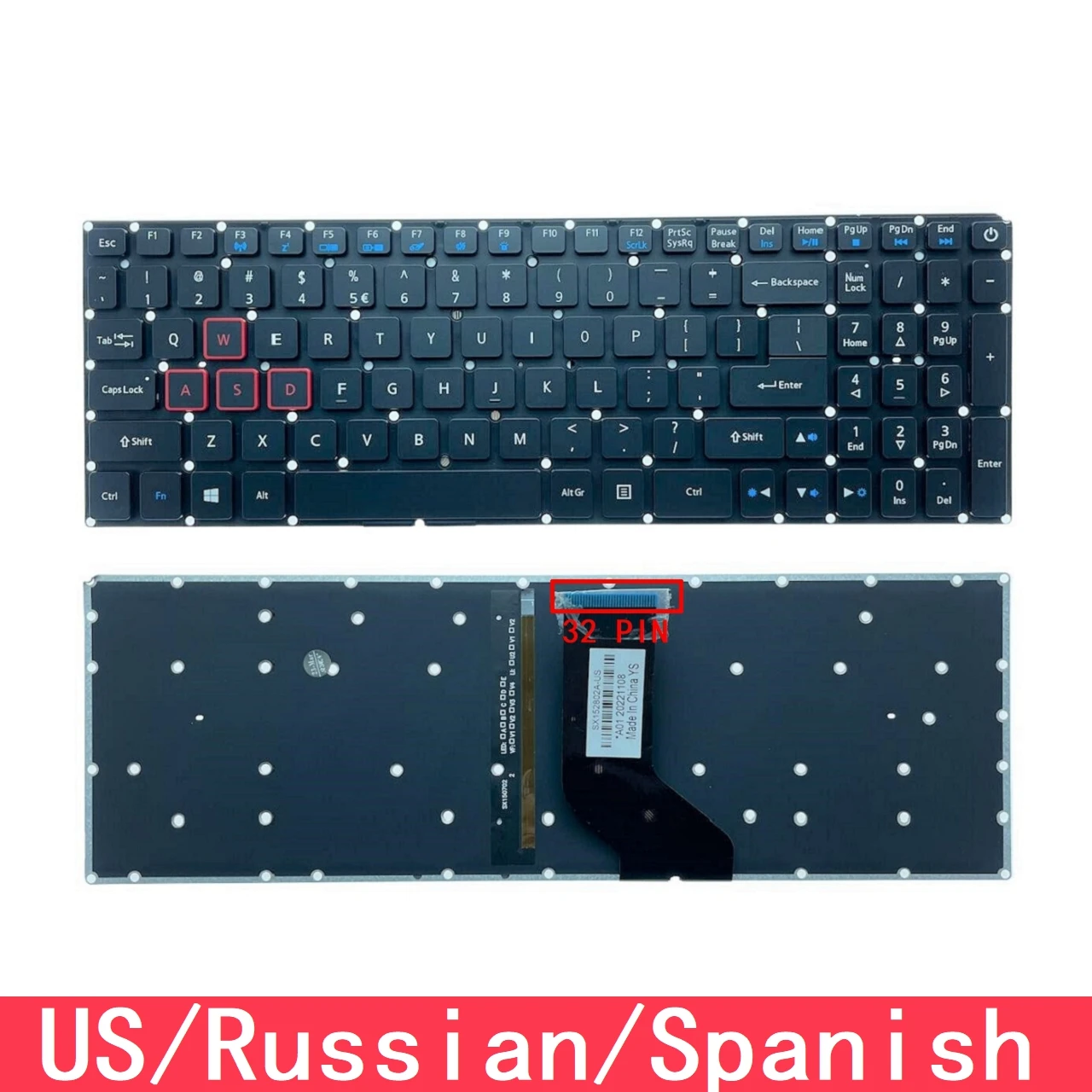 For Acer Aspire VX 15 VX5-591G VX5-793 VN7-593G VN7-793G Predator Helios 300 G3-571 G3-572 Keyboard US Russian Spanish
For Acer Aspire VX 15 VX5-591G VX5-793 VN7-593G VN7-793G Predator Helios 300 G3-571 G3-572 Keyboard US Russian Spanish