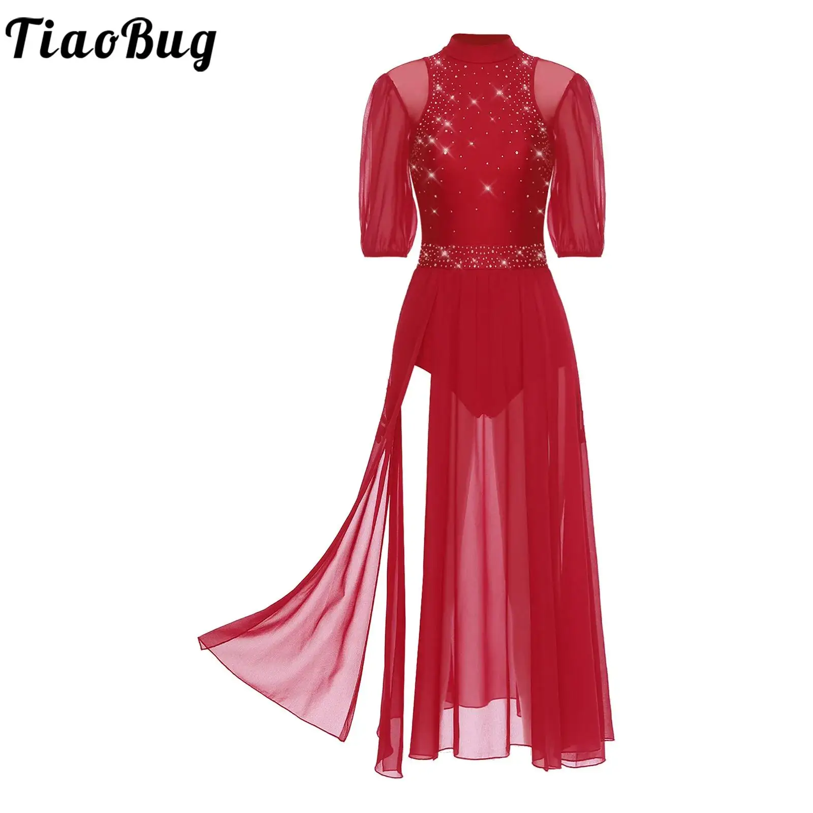 Women Slit Mesh Leotards Lyrical Modern Dance Dress Half Sleeve Sparkly Rhinestones Dress Ballet Contemporary Dance Costume
Women Slit Mesh Leotards Lyrical Modern Dance Dress Half Sleeve Sparkly Rhinestones Dress Ballet Contemporary Dance Costume