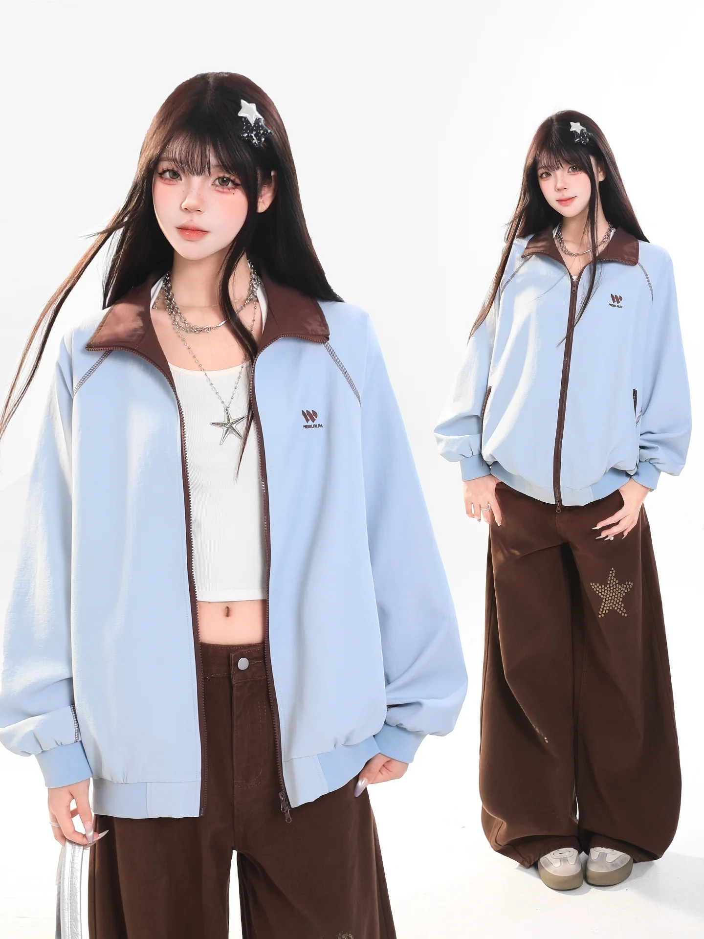 Retro American Embroidered Color Block Collar Jacket Women's Spring Loose Casual Versatile Zipper Coat Long Sleeve Suit Style
Retro American Embroidered Color Block Collar Jacket Women's Spring Loose Casual Versatile Zipper Coat Long Sleeve Suit Style