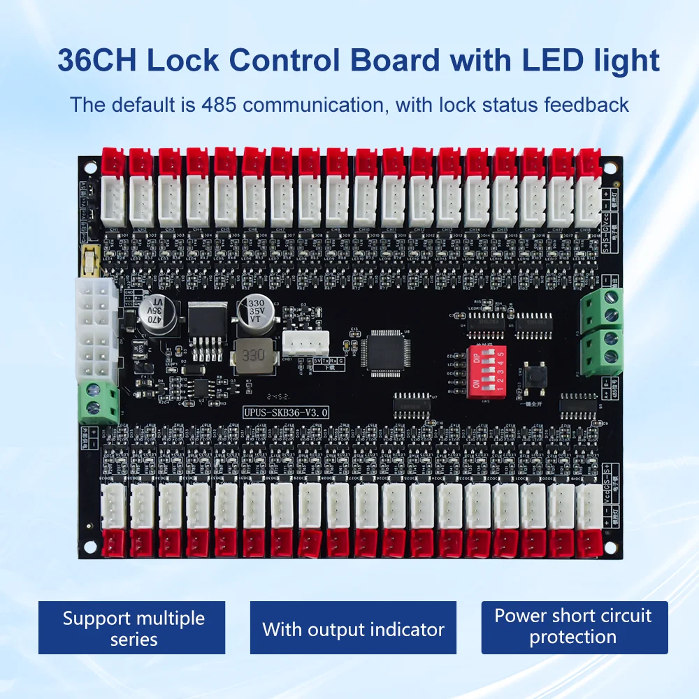 36-канальная интеллектуальная система блокировки посылок RS485, плата управления разблокировкой, плата привода двигателя прохода торгового автомата
36-канальная интеллектуальная система блокировки посылок RS485, плата управления разблокировкой, плата привода двигателя прохода торгового автомата