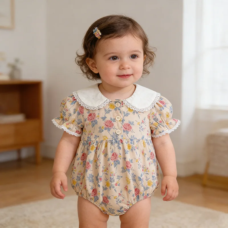 Summer Newborn Items Baby Girl Romper Korean Short Sleeve Floral Print Bib Overalls Crawling Outfit Infant Clothes Jumpsuits
Summer Newborn Items Baby Girl Romper Korean Short Sleeve Floral Print Bib Overalls Crawling Outfit Infant Clothes Jumpsuits