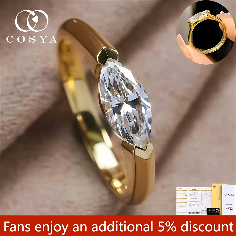 COSYA S925 Silver 5*10mm Marquise Cut Zircon Ring For Women 18K Gold Plated Wedding Band Sparkling Fine Classic Jewelry Gift
COSYA S925 Silver 5*10mm Marquise Cut Zircon Ring For Women 18K Gold Plated Wedding Band Sparkling Fine Classic Jewelry Gift