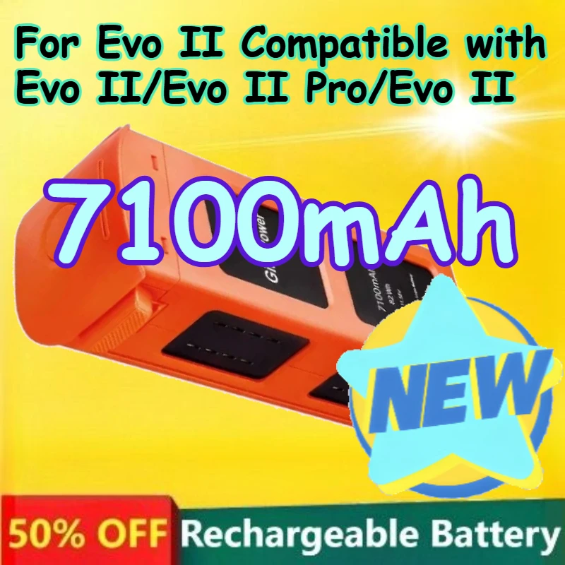Аккумулятор для дрона 7100 мАч, интеллектуальный, с длительным временем работы, совместимый с Evo II/Evo II Pro/Evo II, перезаряжаемый
Аккумулятор для дрона 7100 мАч, интеллектуальный, с длительным временем работы, совместимый с Evo II/Evo II Pro/Evo II, перезаряжаемый