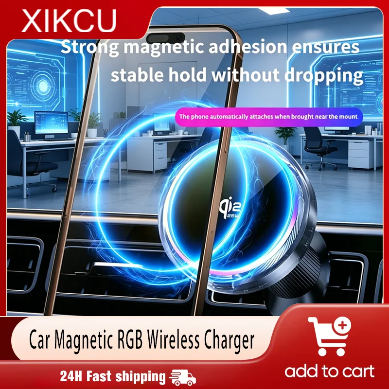 Air Cooling RGB Light Car Magnetic Qi2 25W Wireless Charger Phone Holder For Magsafe iPhone 17~12 Pro Max Fast Charging Stand
Air Cooling RGB Light Car Magnetic Qi2 25W Wireless Charger Phone Holder For Magsafe iPhone 17~12 Pro Max Fast Charging Stand