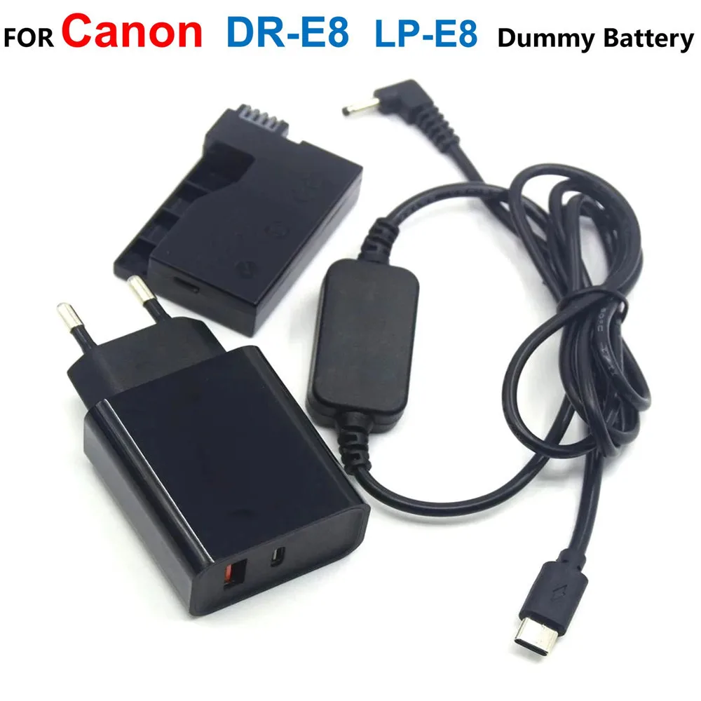 DR-E8 Coupler LP-E8 Dummy Battery+USB Type-C Charger Cable+PD Charger For Canon EOS T2i T3i T4i T5i 550D 600D 650D 700D X4 X5 X6
DR-E8 Coupler LP-E8 Dummy Battery+USB Type-C Charger Cable+PD Charger For Canon EOS T2i T3i T4i T5i 550D 600D 650D 700D X4 X5 X6