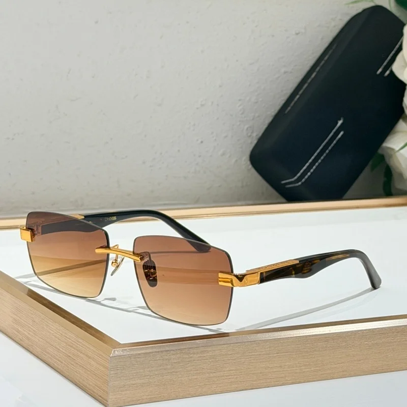 Men's Luxury Rimless Sunglasses Gold Hardware Two-tone Temple Gradient Yellow Lens UV400 Driving Shades
Men's Luxury Rimless Sunglasses Gold Hardware Two-tone Temple Gradient Yellow Lens UV400 Driving Shades