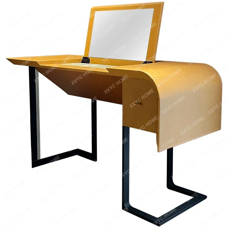 Minimalist Dresser Modern Minimalist Bedroom Flip Mirror Light Luxury Designer High-End Saddle Hard Leather Makeup Table
Minimalist Dresser Modern Minimalist Bedroom Flip Mirror Light Luxury Designer High-End Saddle Hard Leather Makeup Table