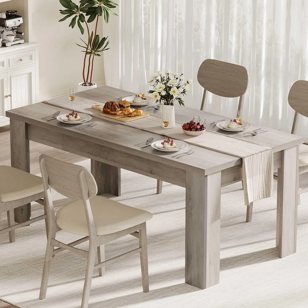 63" Dining Table for 4-6, Farmhouse Dinner Table for 4, Dinner Table, Kitchen Table with Large Tabletop, Rectangular Dining Roo
63" Dining Table for 4-6, Farmhouse Dinner Table for 4, Dinner Table, Kitchen Table with Large Tabletop, Rectangular Dining Roo