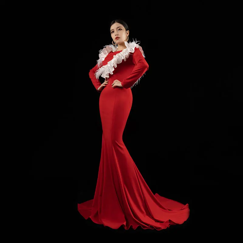 Baisha Original Red Evening Dress Women Luxury Backless Wedding Bride Dresses With Lace Feather Design H465
Baisha Original Red Evening Dress Women Luxury Backless Wedding Bride Dresses With Lace Feather Design H465
