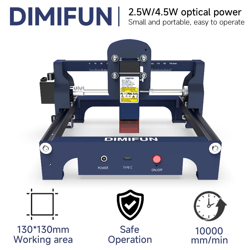 New DIMIFUN 2.5/4.5W Laser Engraving Machine - High Precision CNC Marking Machine for Wood, MDF, Painted Metal
New DIMIFUN 2.5/4.5W Laser Engraving Machine - High Precision CNC Marking Machine for Wood, MDF, Painted Metal