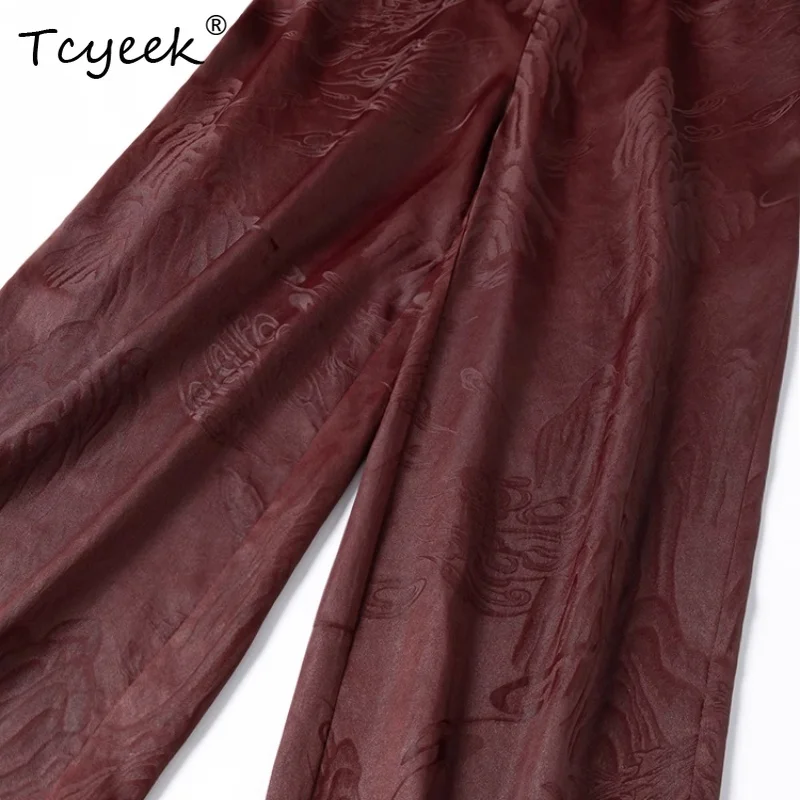 Tcyeek 40 мм брюки из 100% тутового шелка, женские жаккардовые брюки с эластичной резинкой на талии, свободный силуэт, широкие брюки, новинка 2025 P55721JF
Tcyeek 40 мм брюки из 100% тутового шелка, женские жаккардовые брюки с эластичной резинкой на талии, свободный силуэт, широкие брюки, новинка 2025 P55721JF