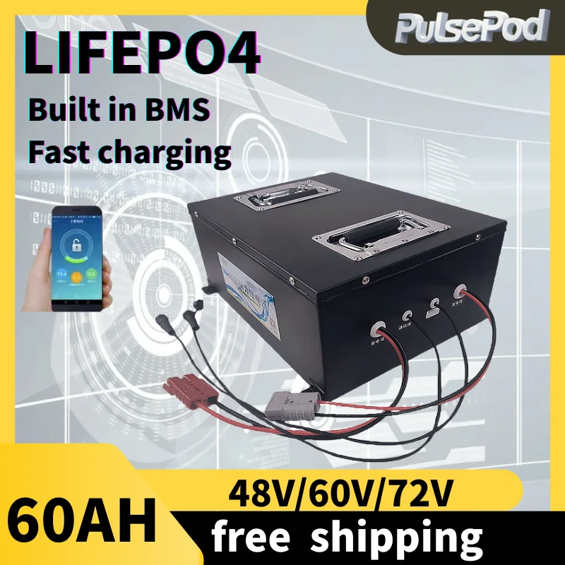 PulsePod Lifepo4 48 В 60 В 72 В 60 Ач аккумулятор с Bluetooth BMS Peak 180A для мотоцикла RV EV с зарядным устройством 10 А
PulsePod Lifepo4 48 В 60 В 72 В 60 Ач аккумулятор с Bluetooth BMS Peak 180A для мотоцикла RV EV с зарядным устройством 10 А