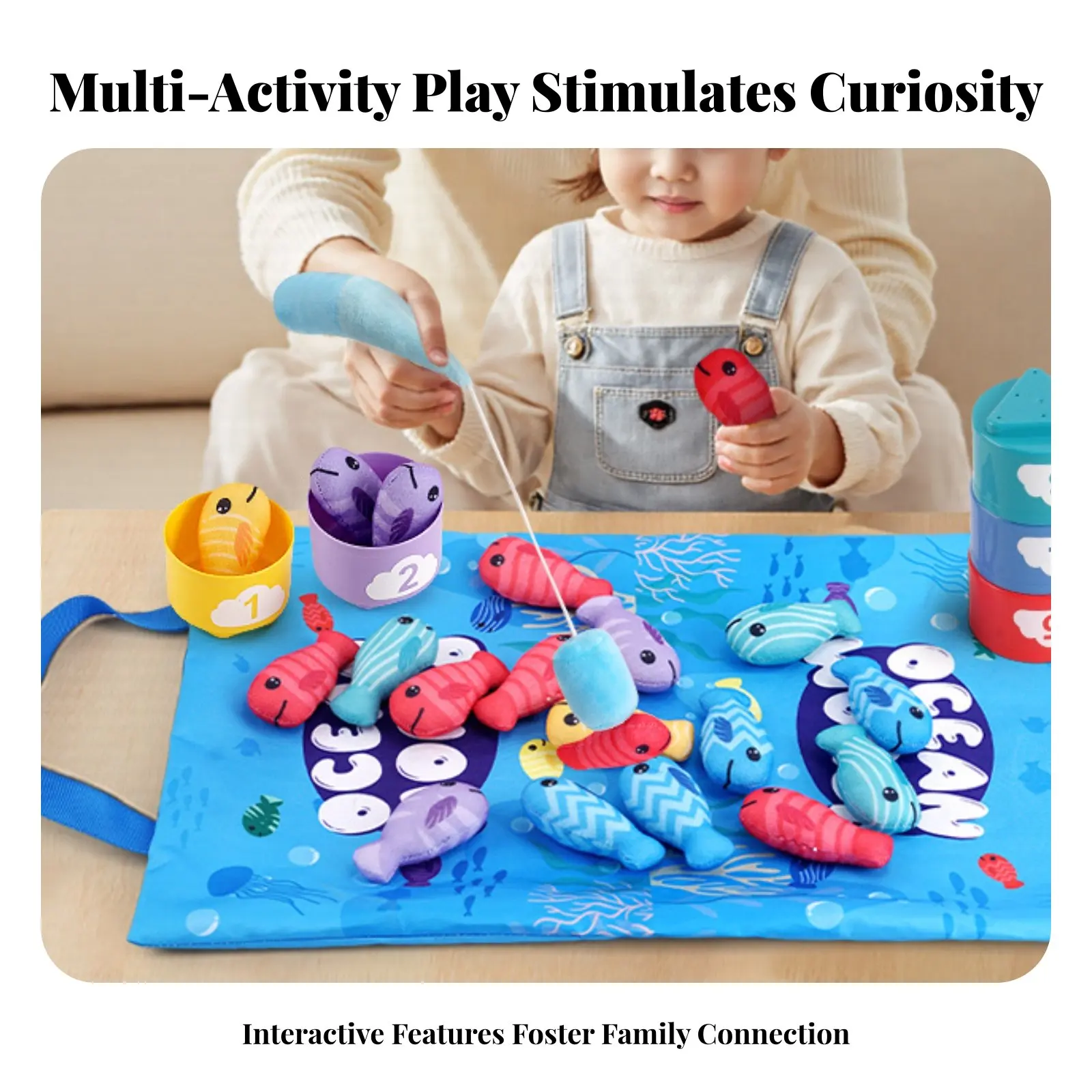Cloth Fishing Game Set Child-Centered Inspired Young Child Fishing Toy Soft Catch and Nesting Cups Set Develops Hand-Vision
Cloth Fishing Game Set Child-Centered Inspired Young Child Fishing Toy Soft Catch and Nesting Cups Set Develops Hand-Vision