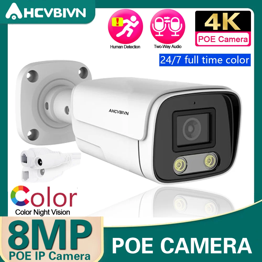 Bullet 8MP Colorvu IP Camera 4K POE Two-Way Audio Record Street Security Video Surveillance Camera IP67 Waterproof IP Camera
Bullet 8MP Colorvu IP Camera 4K POE Two-Way Audio Record Street Security Video Surveillance Camera IP67 Waterproof IP Camera