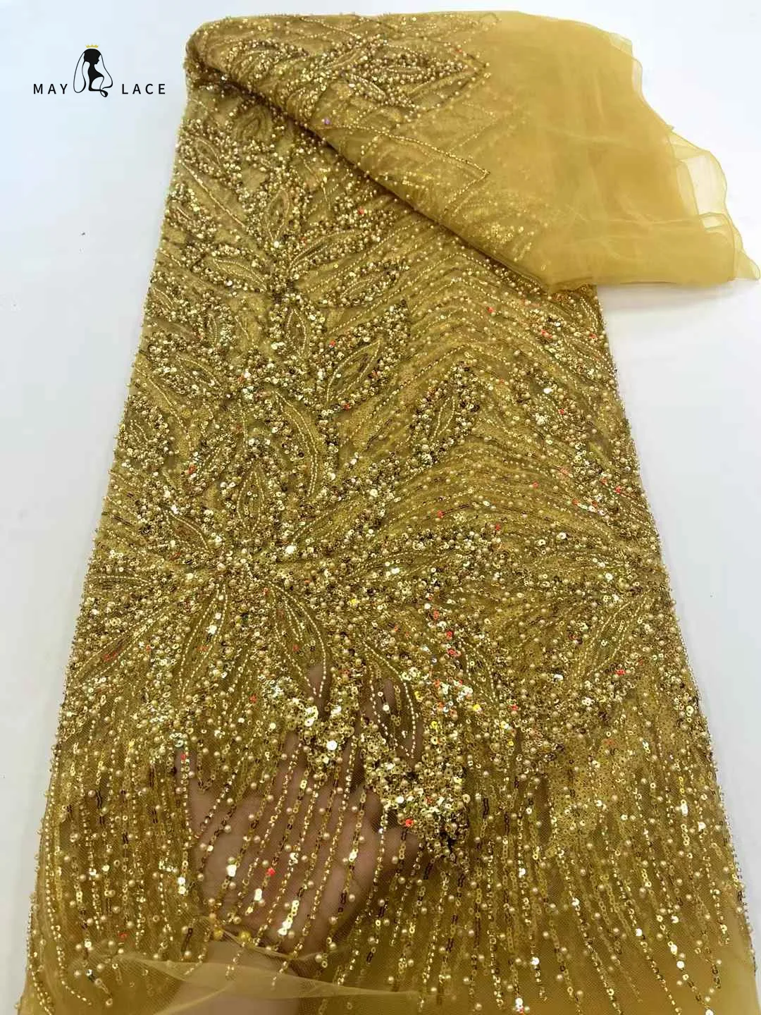 Gold Luxury African Lace Fabric Sequins Embroidery Groom Nigerian 2025 High Quality French Tulle Lace Fabric For Bridal Dress
Gold Luxury African Lace Fabric Sequins Embroidery Groom Nigerian 2025 High Quality French Tulle Lace Fabric For Bridal Dress