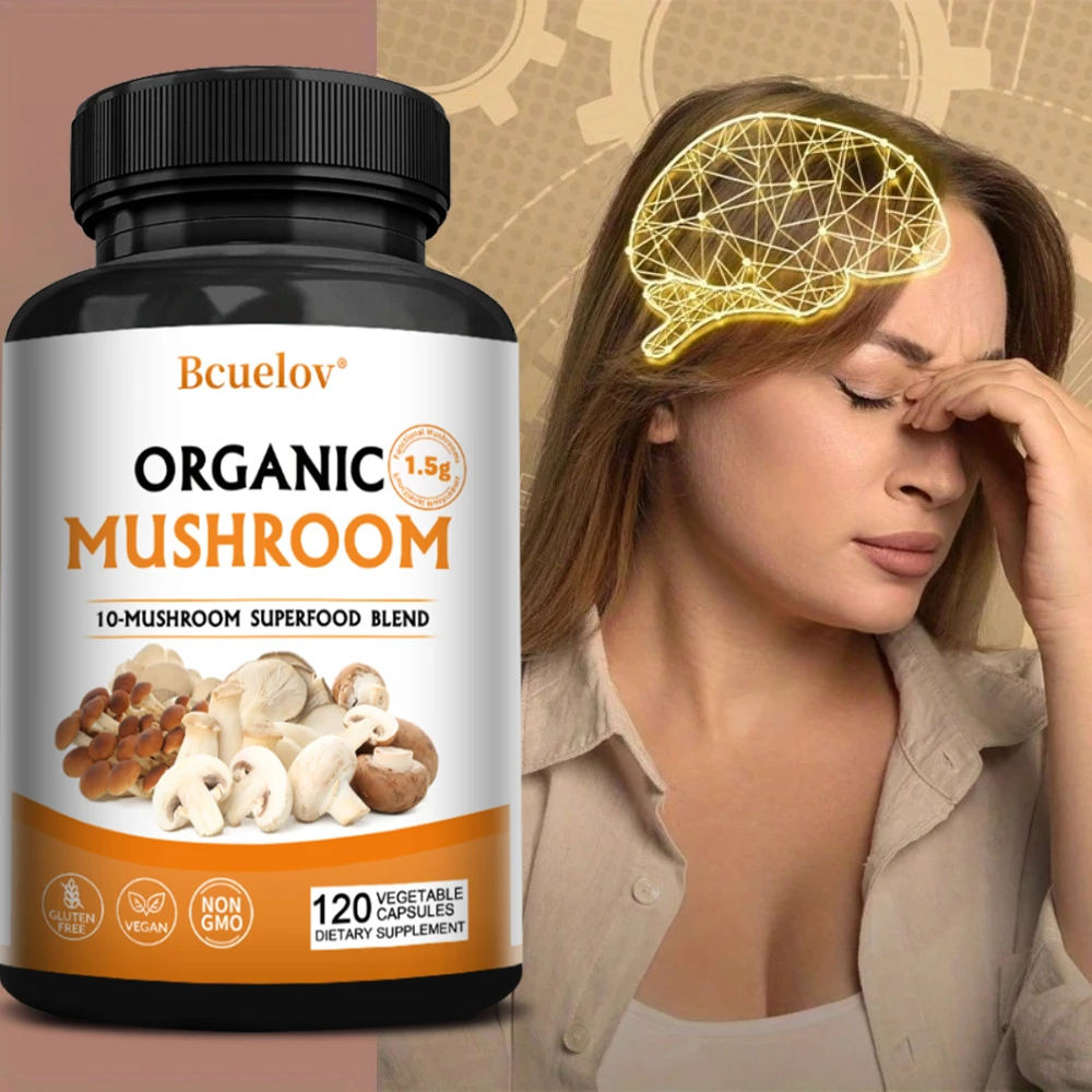 Mushroom Complex Capsules Supplement Support Immunity and Focus Health Boost Memory Protect Brain Nerves for Men Women
Mushroom Complex Capsules Supplement Support Immunity and Focus Health Boost Memory Protect Brain Nerves for Men Women