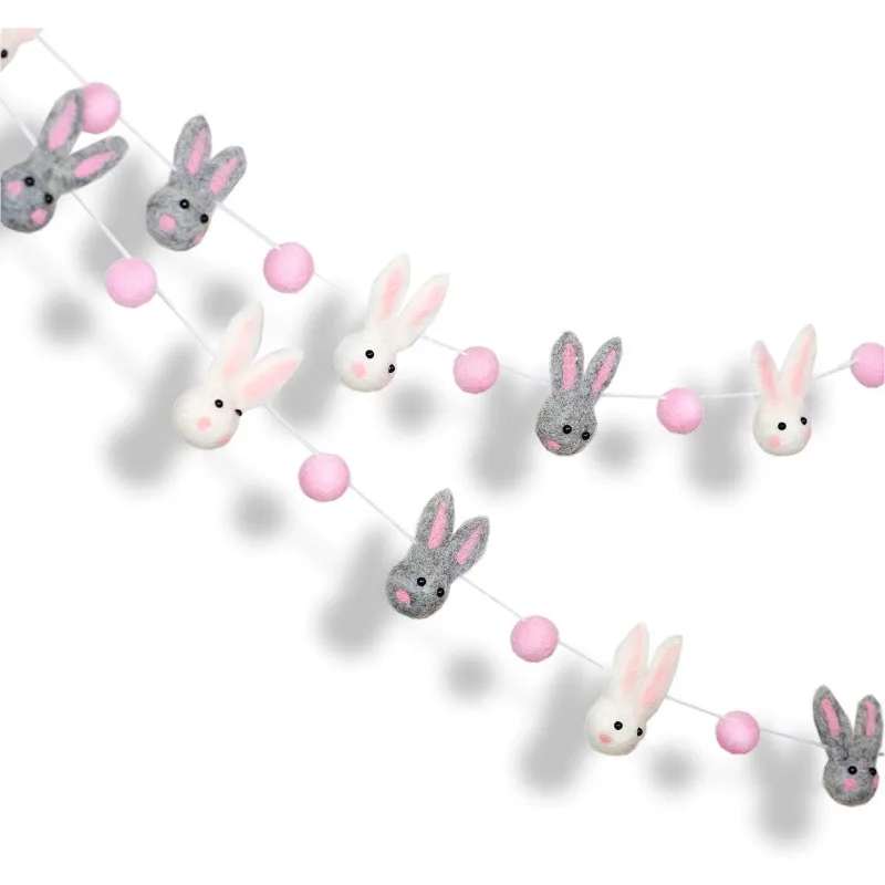 Easter Felt Garland Wool White/Pink/Grey Rabbit Pom Pom Ball Hanging Garland for Easter Holiday Baby Shower/Nursery Decorations
Easter Felt Garland Wool White/Pink/Grey Rabbit Pom Pom Ball Hanging Garland for Easter Holiday Baby Shower/Nursery Decorations