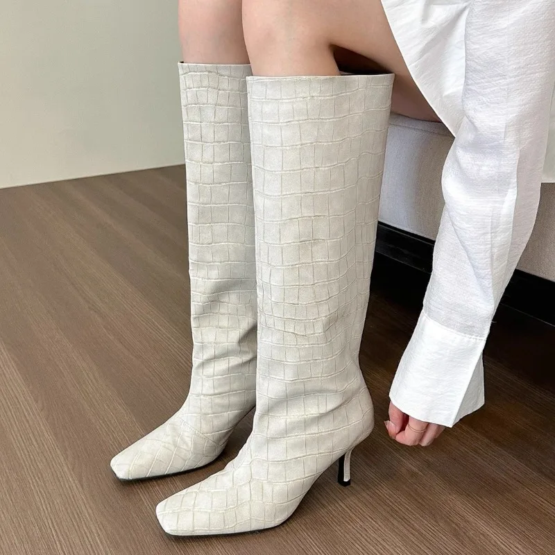 Women Shoes Fashion Crocodile Grain Knee High Boots for Woman Exquisite Square Head High Heeled Boots Designer Shoes Botas Mujer
Women Shoes Fashion Crocodile Grain Knee High Boots for Woman Exquisite Square Head High Heeled Boots Designer Shoes Botas Mujer