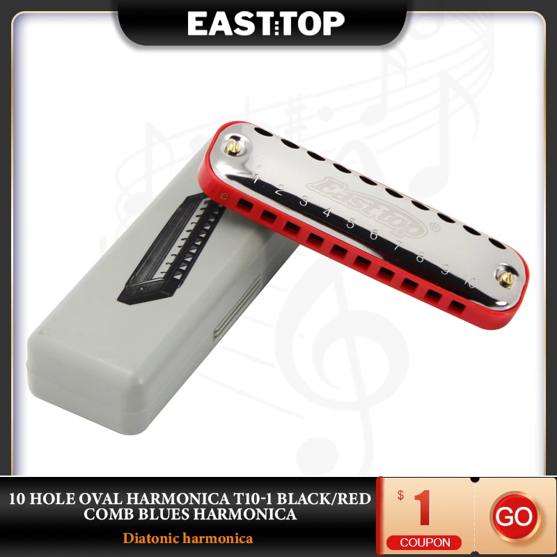 EASTTOP T10-1 10 Holes Oval Harmonica Black/red Comb Blues Harmonica Musical Instruments
EASTTOP T10-1 10 Holes Oval Harmonica Black/red Comb Blues Harmonica Musical Instruments