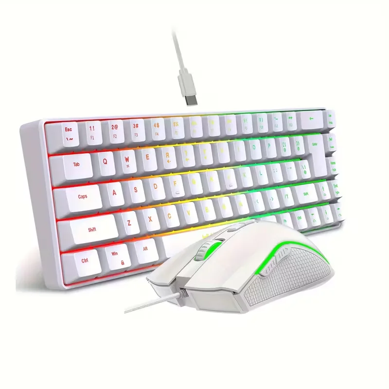 Ergonomic 68-Key Mini Wired Keyboard with RGB Backlight and Optical Gaming Mouse, Compact Design for PC, Laptop, Mac - ABS Mater
Ergonomic 68-Key Mini Wired Keyboard with RGB Backlight and Optical Gaming Mouse, Compact Design for PC, Laptop, Mac - ABS Mater
