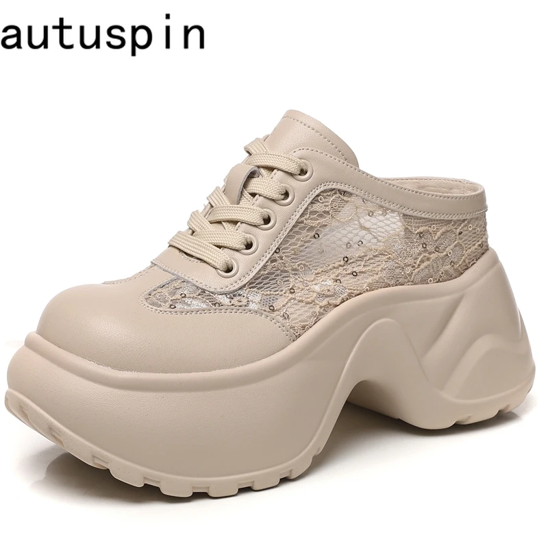 AUTUSPIN/тапочки на высокой танкетке 9 см, уличные женские модные туфли на толстой подошве, дышащие кружевные шлепанцы из синтетической кожи, туфли-лодочки
AUTUSPIN/тапочки на высокой танкетке 9 см, уличные женские модные туфли на толстой подошве, дышащие кружевные шлепанцы из синтетической кожи, туфли-лодочки