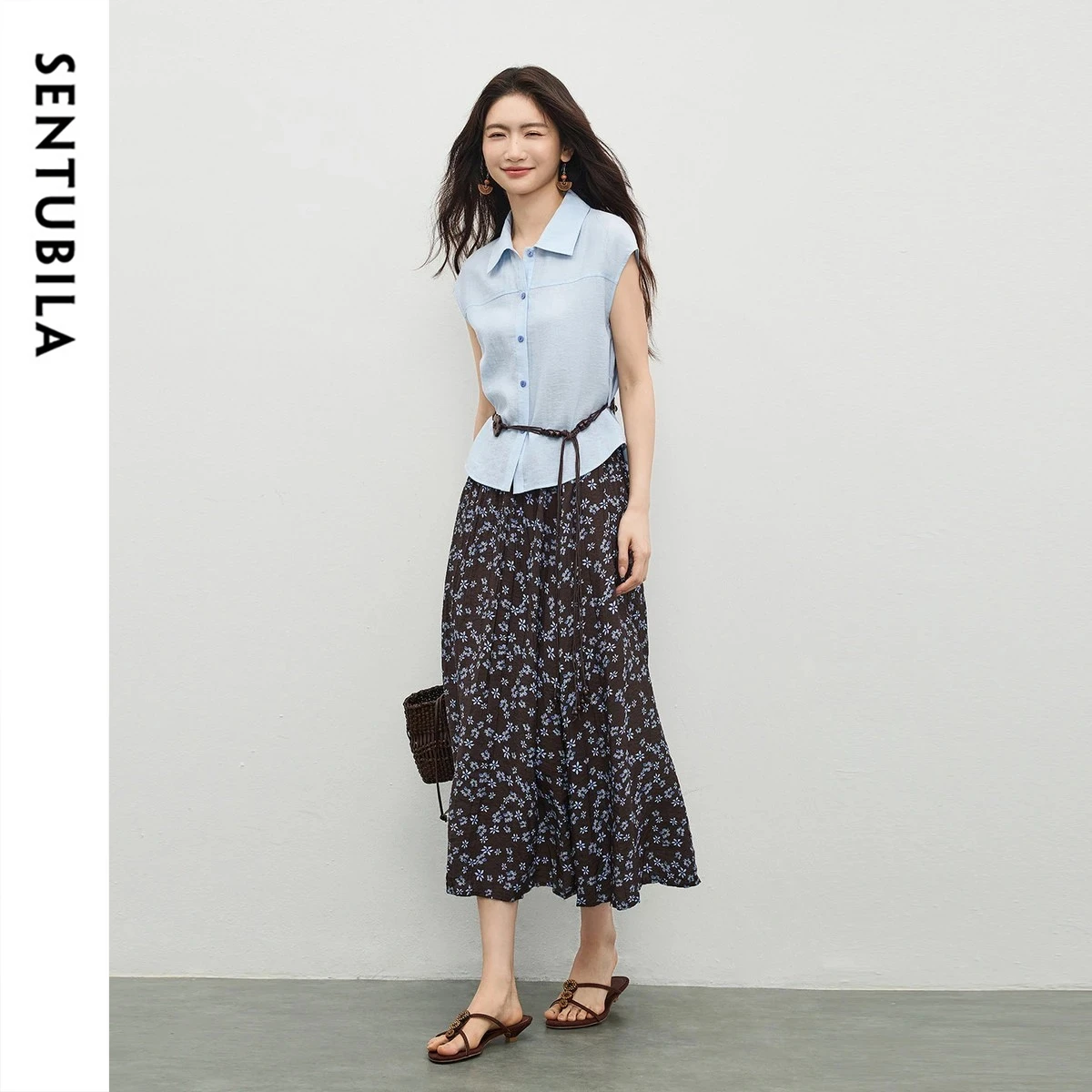 SENTUBILA Women's Fashion Casual 2 Piece Matching Set Loose Lapel Collar Short Sleeve Shirt Pleated Print A Line Skirt 162ZK6037
SENTUBILA Women's Fashion Casual 2 Piece Matching Set Loose Lapel Collar Short Sleeve Shirt Pleated Print A Line Skirt 162ZK6037