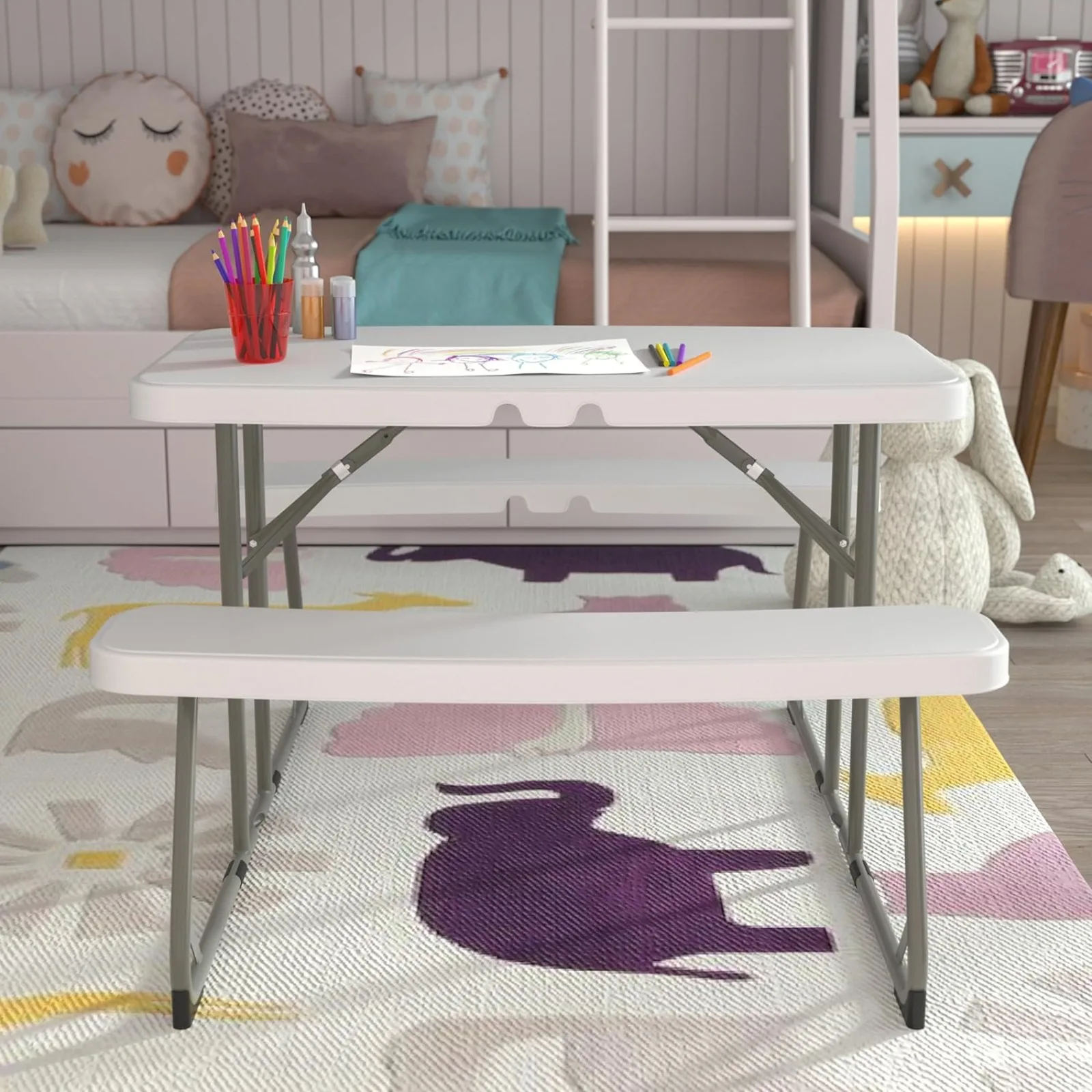 EMMA + OLIVER 4.93' Kids olding Activity Table or Classrooms and Home, Heavy-Duty Recular Plastic Classroom Table or Kids, White
EMMA + OLIVER 4.93' Kids olding Activity Table or Classrooms and Home, Heavy-Duty Recular Plastic Classroom Table or Kids, White