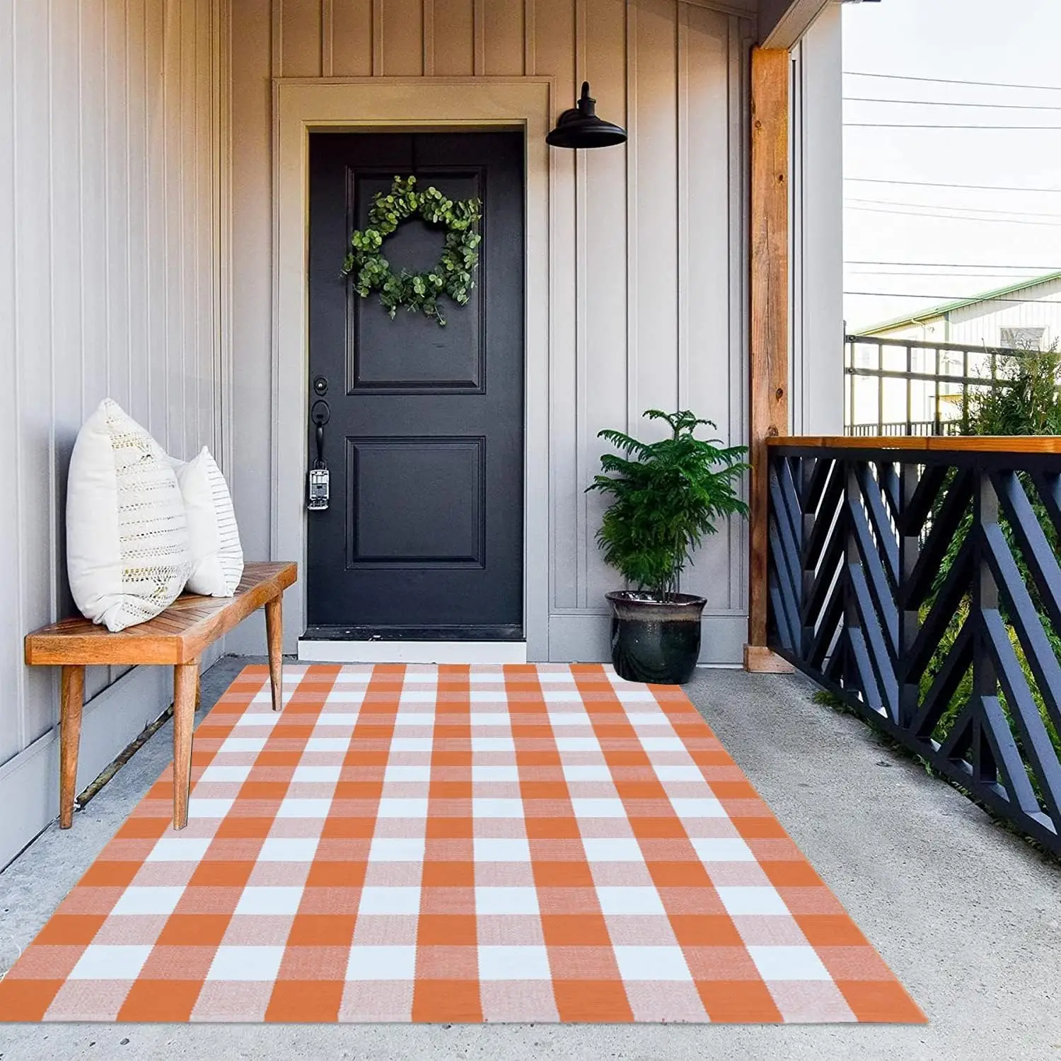 Cotton Buffalo Plaid Rug, 4' x 6' Orange White Outdoor Rug Decorative Mat, Washable Large Halloween Doormat Foldable Area Rug
Cotton Buffalo Plaid Rug, 4' x 6' Orange White Outdoor Rug Decorative Mat, Washable Large Halloween Doormat Foldable Area Rug
