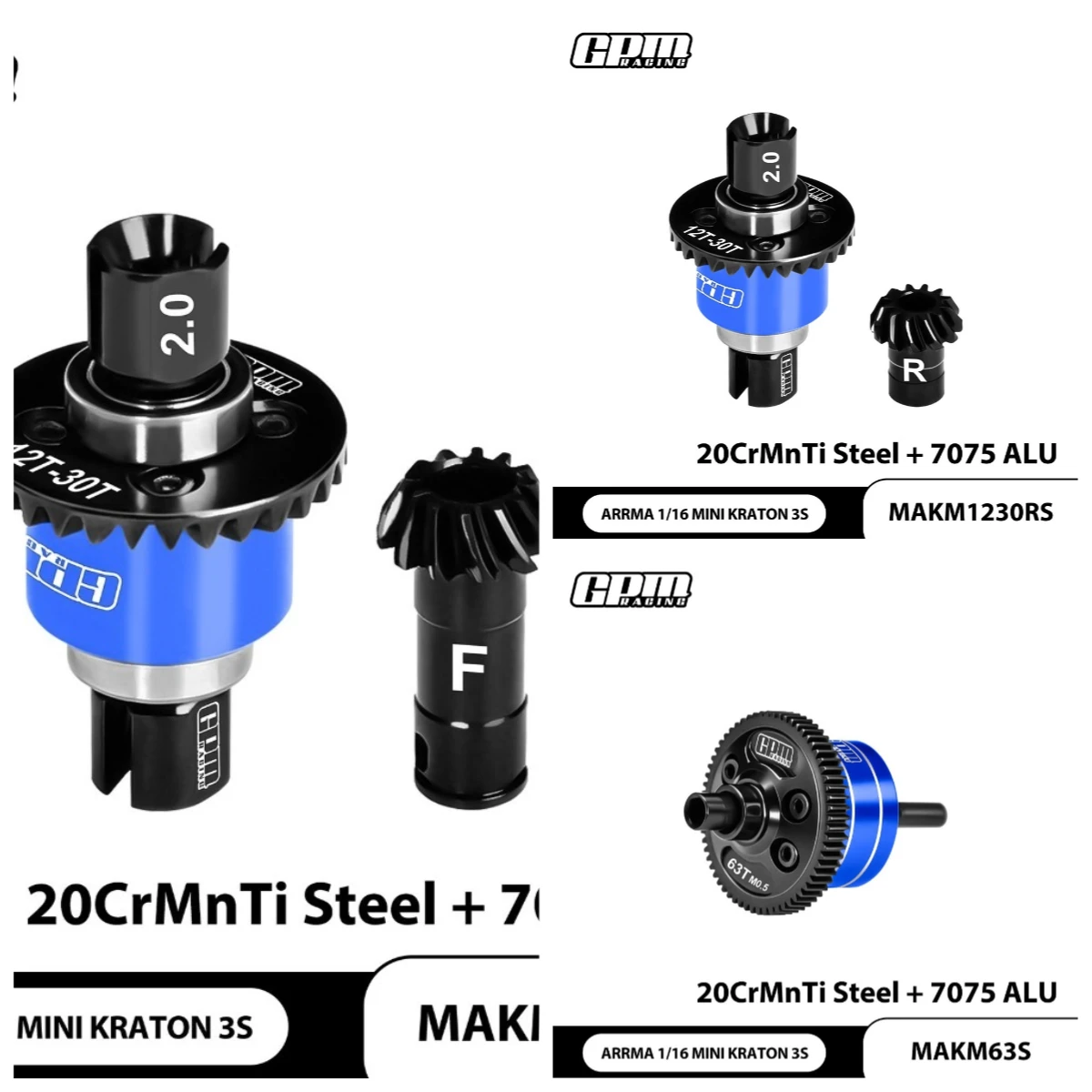 GPM Steel +7075 Alloy Front/Center/Rear Differential 12/30T 0.8M 63T / 0.5MFor ARRMA 1/16 Mini Kraton ARA-3294+ARA-2672 ARA-2985
GPM Steel +7075 Alloy Front/Center/Rear Differential 12/30T 0.8M 63T / 0.5MFor ARRMA 1/16 Mini Kraton ARA-3294+ARA-2672 ARA-2985