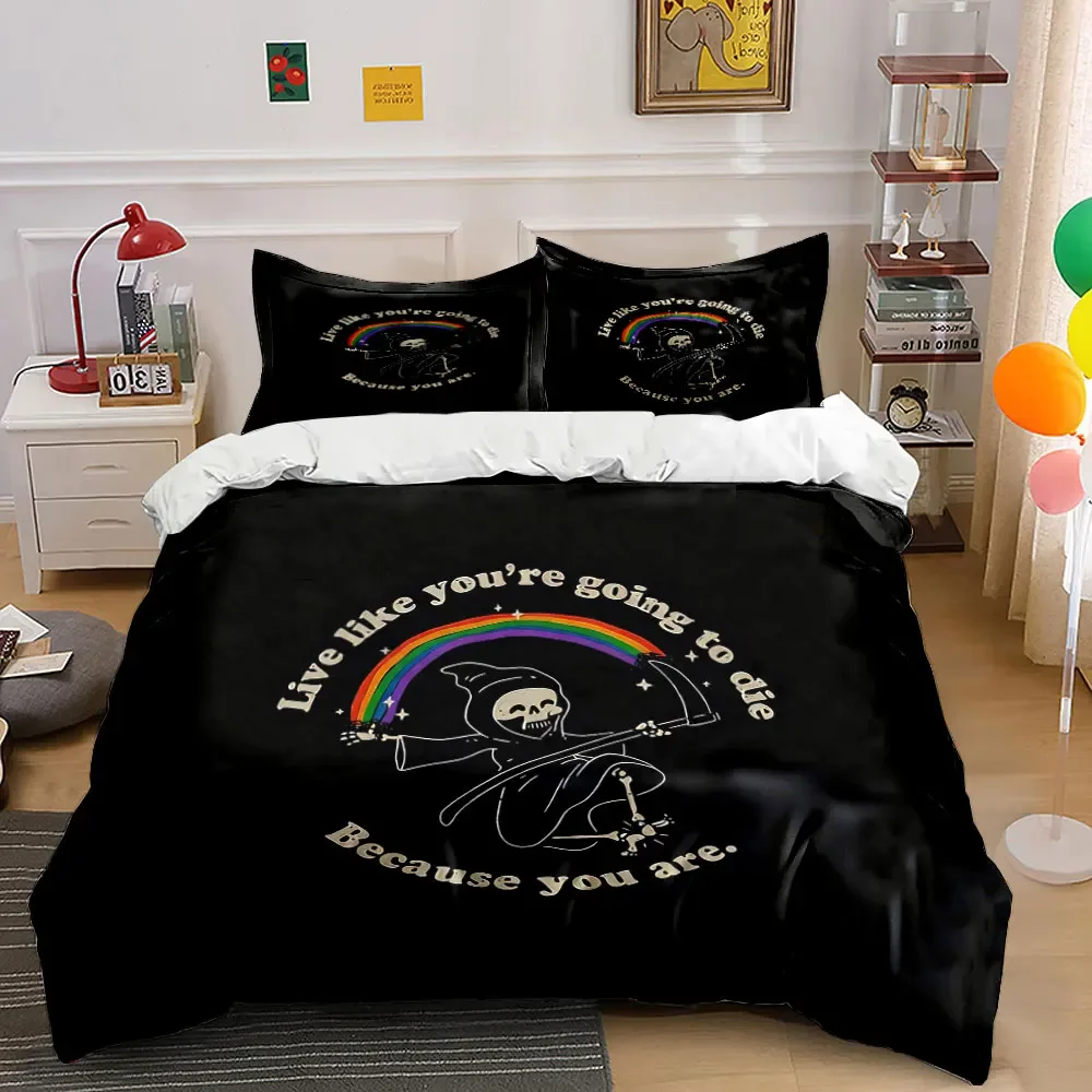 "Skull Rainbow Gothic Decor Set" Soft Comfortable Duvet Cover Bedding Set Included 1*Duvet Cover & 2*Pillowcases, gift
"Skull Rainbow Gothic Decor Set" Soft Comfortable Duvet Cover Bedding Set Included 1*Duvet Cover & 2*Pillowcases, gift