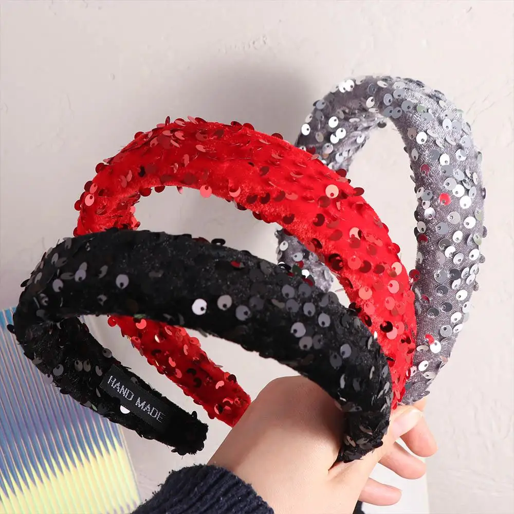 Exquisite Solid Color Sequins Headband Velvet Plastic Wide Hairband Wide Hair Accessories Sponge Hair Band New Year
Exquisite Solid Color Sequins Headband Velvet Plastic Wide Hairband Wide Hair Accessories Sponge Hair Band New Year