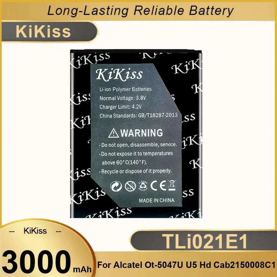 TLi021E1 Легкий аккумулятор мобильного телефона 3000 мАч для Alcatel OT-5047U, U5 HD CAB2150008C1
TLi021E1 Легкий аккумулятор мобильного телефона 3000 мАч для Alcatel OT-5047U, U5 HD CAB2150008C1
