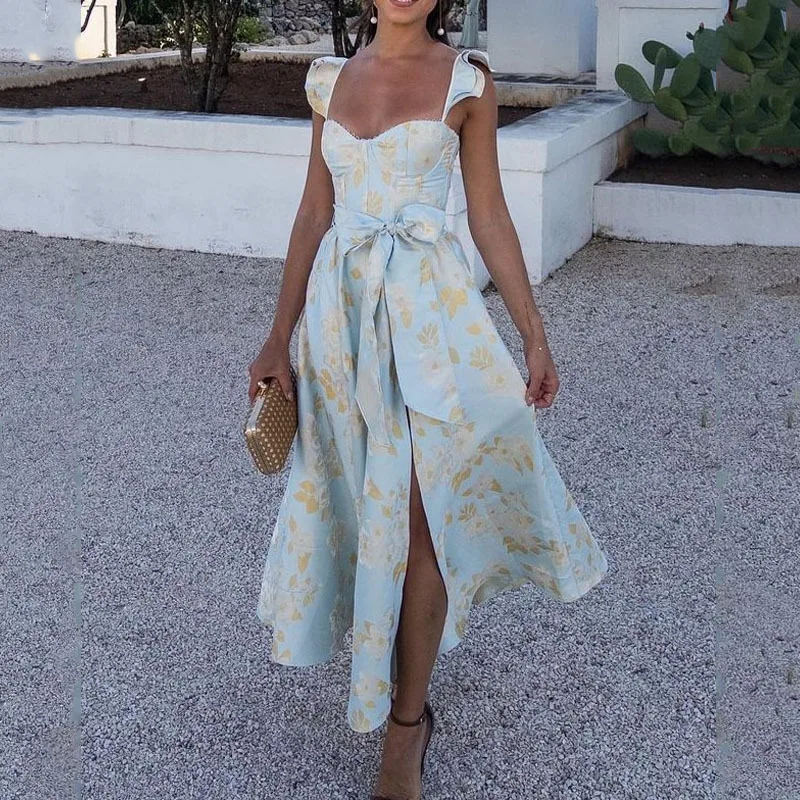 SKMY 2025 Summer New Fashion Floral Printed French Style Vintage High Waist Bow Lace-Up A-Line Split Midi Dresses Women Clothing
SKMY 2025 Summer New Fashion Floral Printed French Style Vintage High Waist Bow Lace-Up A-Line Split Midi Dresses Women Clothing