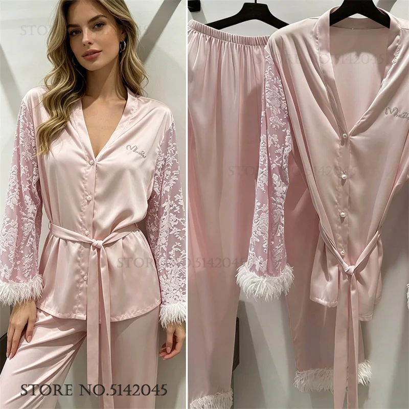 Luxury Bride Wedding Sleepwear Pajamas Set Sexy Hollow Out Jacquard Trouser Pijamas Suit Loungewear Loose Silk Satin Homewear
Luxury Bride Wedding Sleepwear Pajamas Set Sexy Hollow Out Jacquard Trouser Pijamas Suit Loungewear Loose Silk Satin Homewear