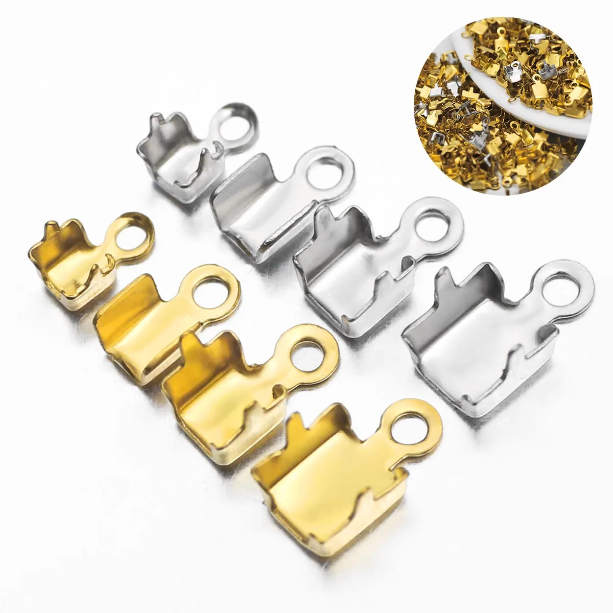 50-25Pcs Stainless Steel Fold Over Cord Ends Plated Gold Color Beads Connector Clasps for Jewelry Making DIY Supplies
50-25Pcs Stainless Steel Fold Over Cord Ends Plated Gold Color Beads Connector Clasps for Jewelry Making DIY Supplies