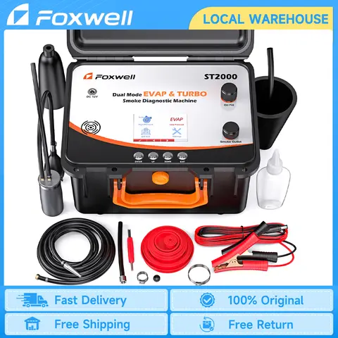 FOXWELL ST2000 Car Smoke Leak Detector Air Pump Digital Display Adjustable Pressure Dual Mode EVAP Turbo Leakage Analyzer Tester