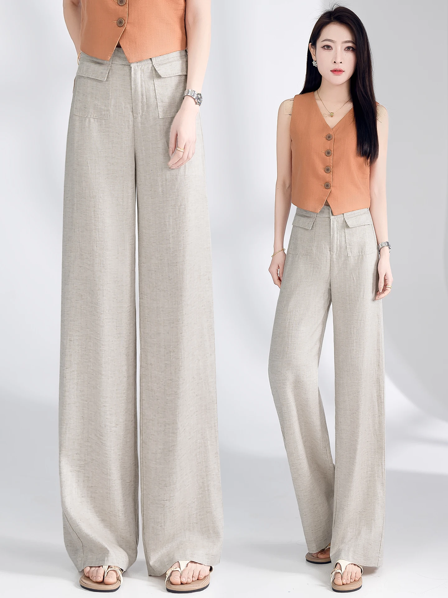 High Waist Linen Women's Pants Summer Thin Ice Silk Wide Leg Narrow Version Sun Protection Straight Cut Casual Trousers
High Waist Linen Women's Pants Summer Thin Ice Silk Wide Leg Narrow Version Sun Protection Straight Cut Casual Trousers