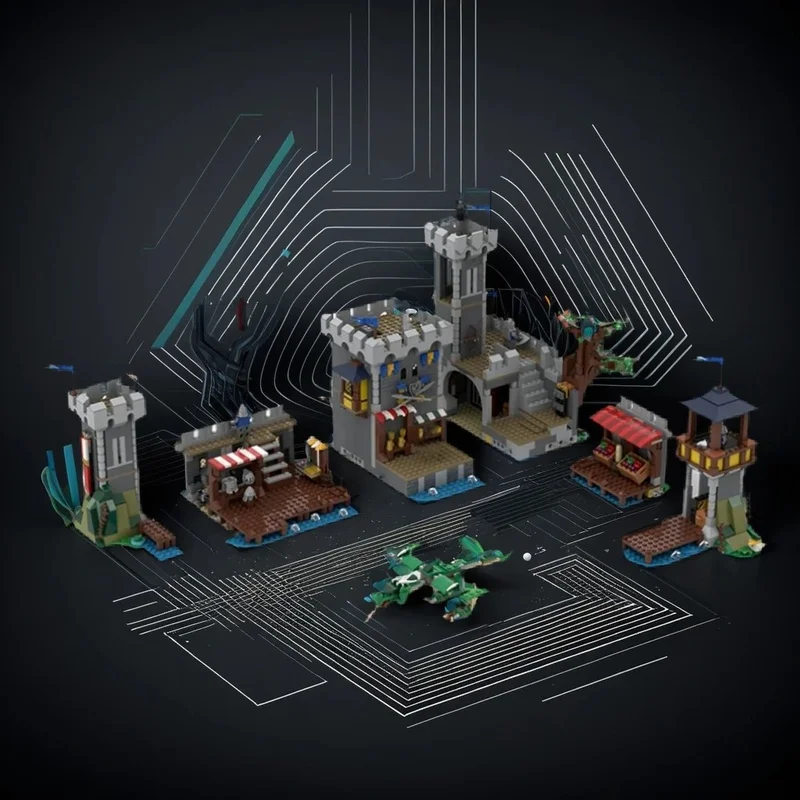 2255PCS MOC Medieval Castle Black Falcon Seaside Market Model Collectible Display DIY Creative Building Blocks Gift Building Set
2255PCS MOC Medieval Castle Black Falcon Seaside Market Model Collectible Display DIY Creative Building Blocks Gift Building Set