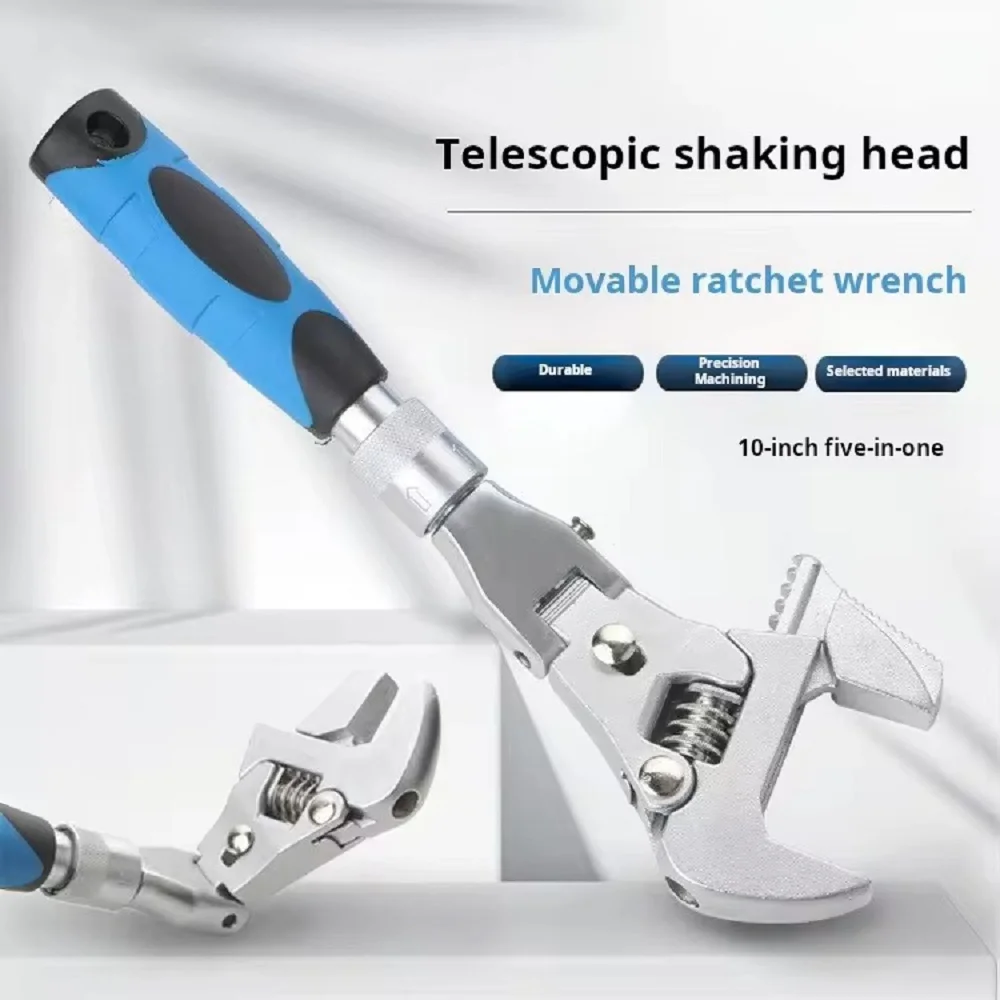10 Inch Adjustable Ratchet Wrench 5 In 1 Torque Wrench 180 Degree Folding Spanner Hand Household Maintenance Pulley Wrench
10 Inch Adjustable Ratchet Wrench 5 In 1 Torque Wrench 180 Degree Folding Spanner Hand Household Maintenance Pulley Wrench