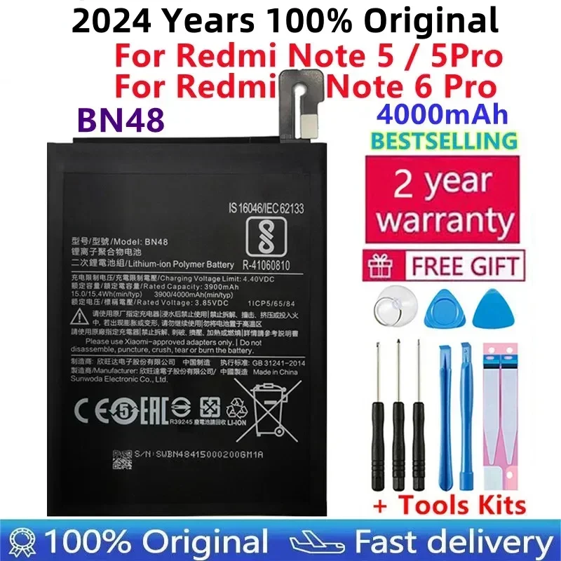 100% Original New BN48 High Capacity 4000mAh Replacement Battery For Xiaomi Redmi Note 5 Note 6 Pro Batterie Batteries +Tools
100% Original New BN48 High Capacity 4000mAh Replacement Battery For Xiaomi Redmi Note 5 Note 6 Pro Batterie Batteries +Tools