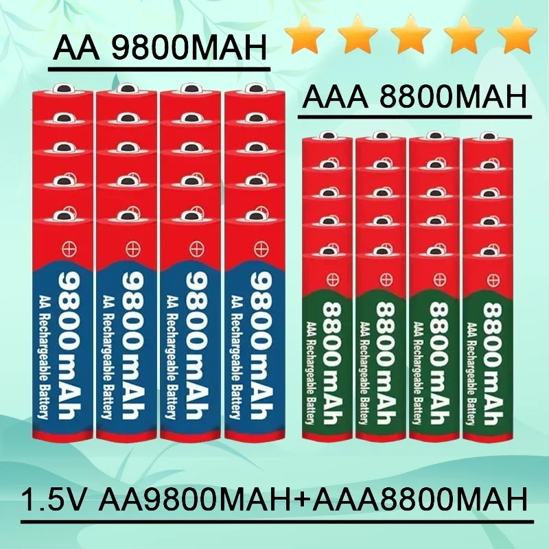 1.5V rechargeable battery 2024 best-selling AA9800mAh+AA8800mAh alkaline battery for microphones and MP3 players Free shipping
1.5V rechargeable battery 2024 best-selling AA9800mAh+AA8800mAh alkaline battery for microphones and MP3 players Free shipping