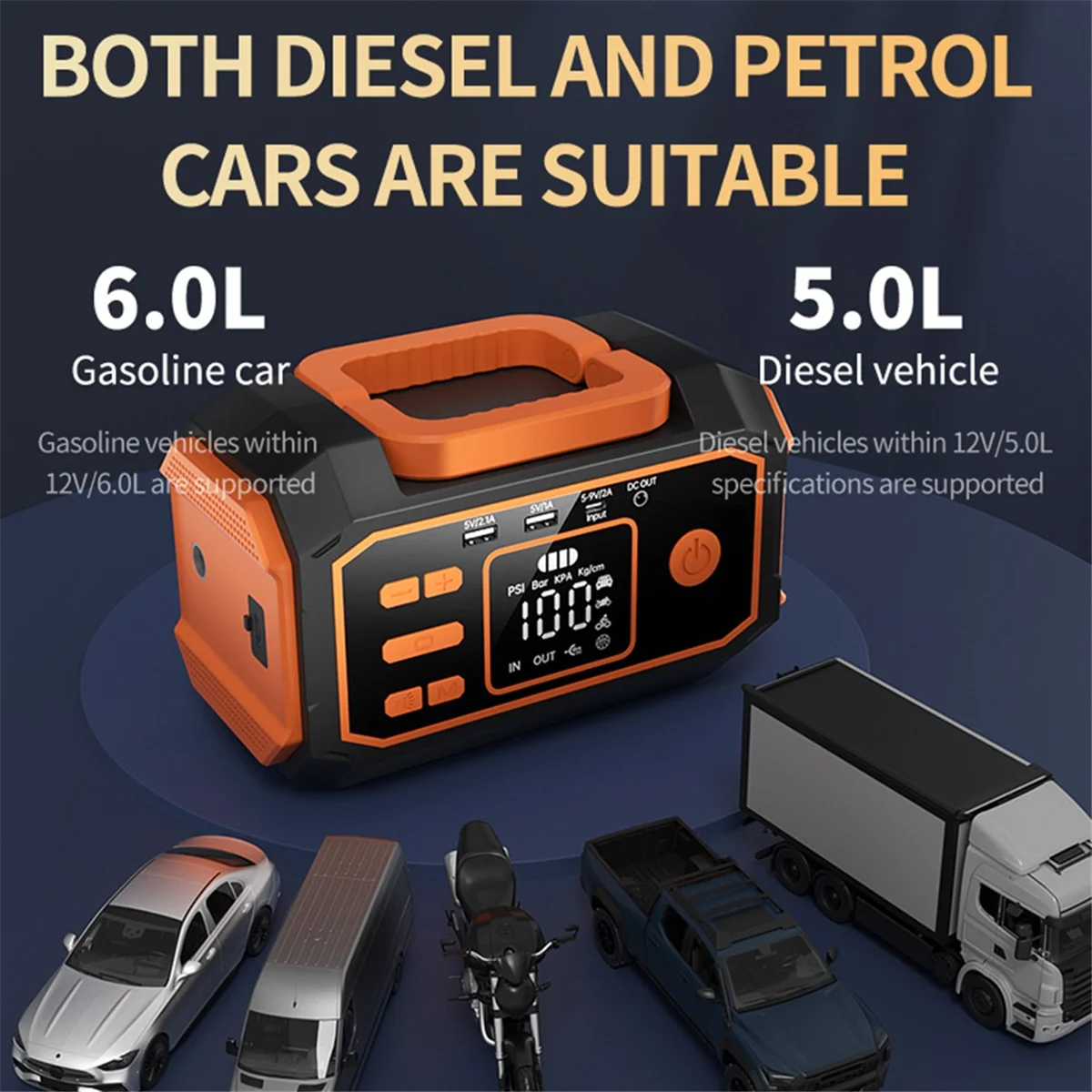 A81R-Professional Car Jump Starter Air Inflation Portable Charging Pump All-in-One Machine Car Battery Power Bank Charger Air Pu
A81R-Professional Car Jump Starter Air Inflation Portable Charging Pump All-in-One Machine Car Battery Power Bank Charger Air Pu