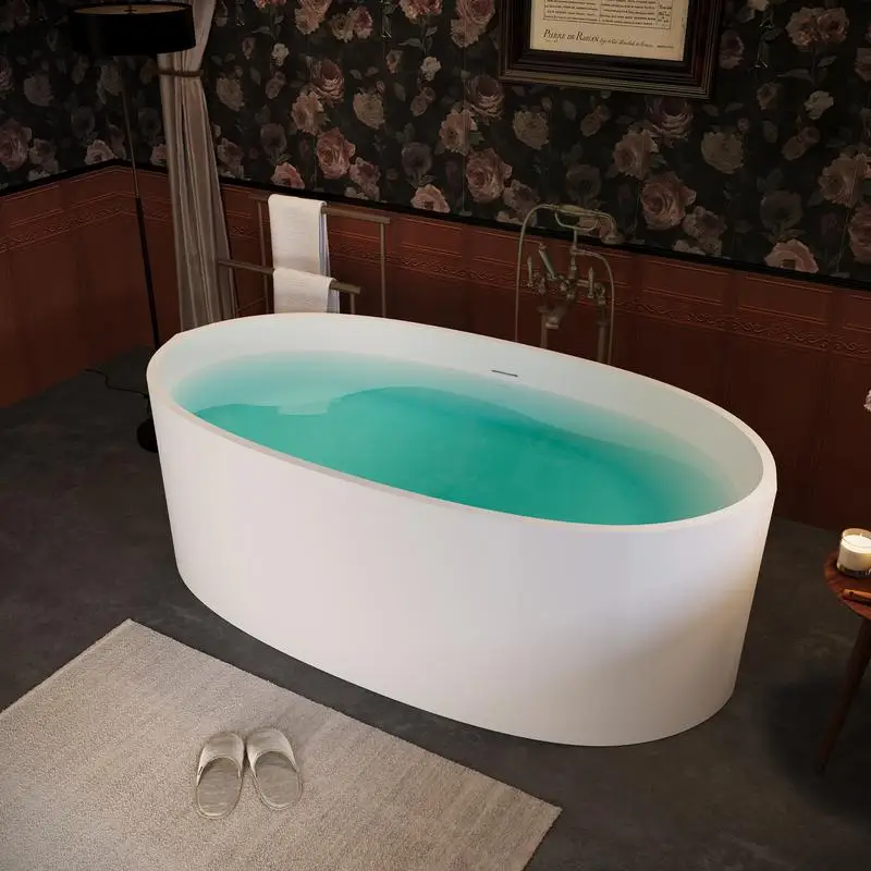 65" Freestanding Solid Surface Bathtub, Stone Resin Bath Tub with Overflow & Pop-up Drain, Matte White Finish
65" Freestanding Solid Surface Bathtub, Stone Resin Bath Tub with Overflow & Pop-up Drain, Matte White Finish