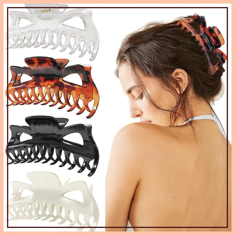 5.5" Large Hair Claw Clips, Big Hair Clips for Thick Hair, Shiny Acrylic Claw Clips for Women, 4-Pack
5.5" Large Hair Claw Clips, Big Hair Clips for Thick Hair, Shiny Acrylic Claw Clips for Women, 4-Pack
