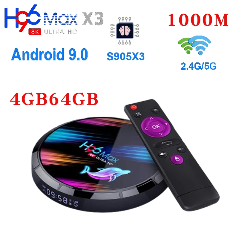 H96 MAX X3 Android 9.0 ТВ-приставка 4 ГБ 64 ГБ Amlogic S905X3 2,4G 5G Dual Wi-Fi 1080p 8K 4K 60fps Плеер Youtube H96MAX Телеприставка
H96 MAX X3 Android 9.0 ТВ-приставка 4 ГБ 64 ГБ Amlogic S905X3 2,4G 5G Dual Wi-Fi 1080p 8K 4K 60fps Плеер Youtube H96MAX Телеприставка