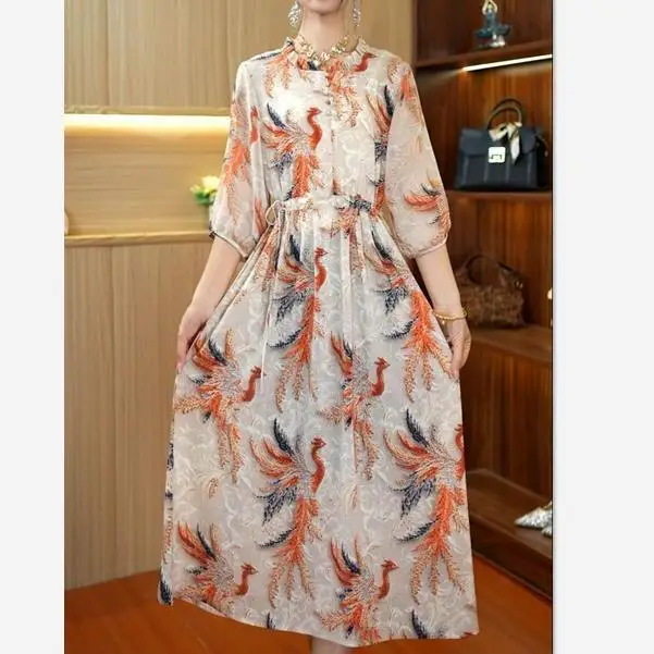 New fashionable summer women's clothing medium and long dress high-end 2025 printed mother waist skirt
New fashionable summer women's clothing medium and long dress high-end 2025 printed mother waist skirt