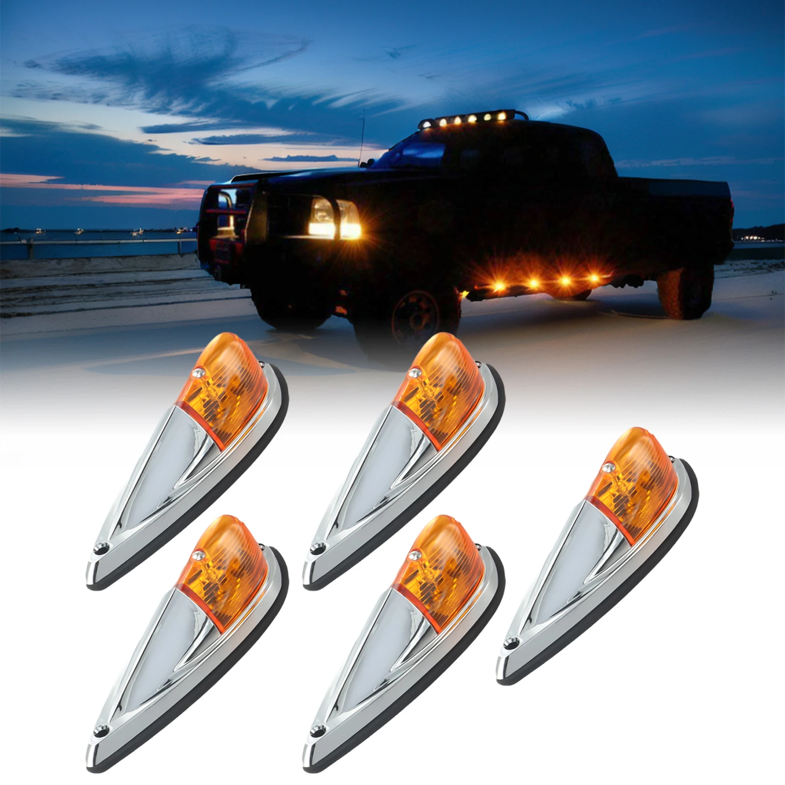 5X Truck Semi-Trailer Amber Cab Marker Roof Top Clearance Light Signal Warning Light Running Light Strobe Light For Ram Semis RV
5X Truck Semi-Trailer Amber Cab Marker Roof Top Clearance Light Signal Warning Light Running Light Strobe Light For Ram Semis RV
