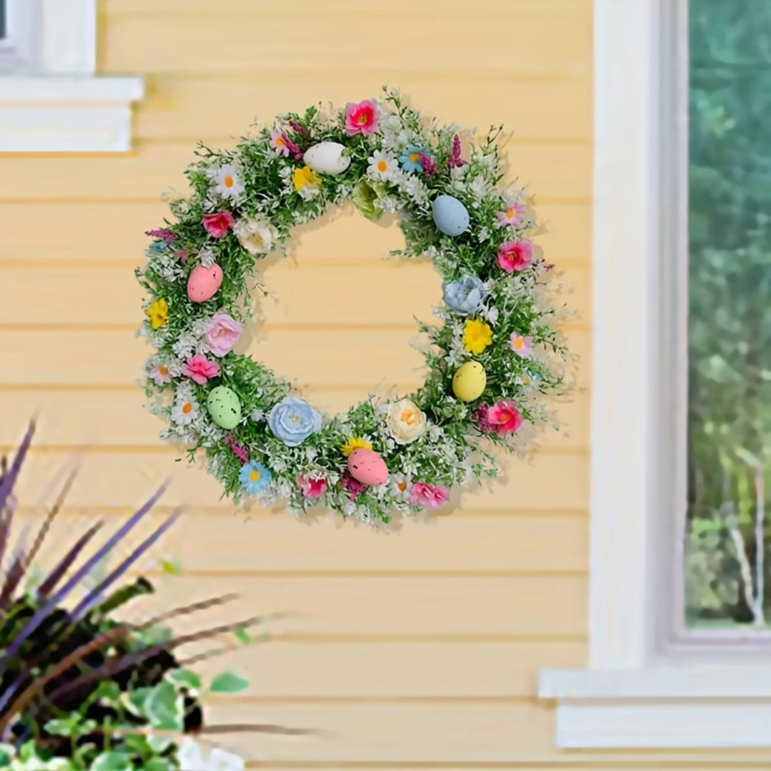 "Vibrant Easter Eggs Wreath for Front Doors, Walls, and Windows - Artificial Eggs & Spring Flowers!"
"Vibrant Easter Eggs Wreath for Front Doors, Walls, and Windows - Artificial Eggs & Spring Flowers!"