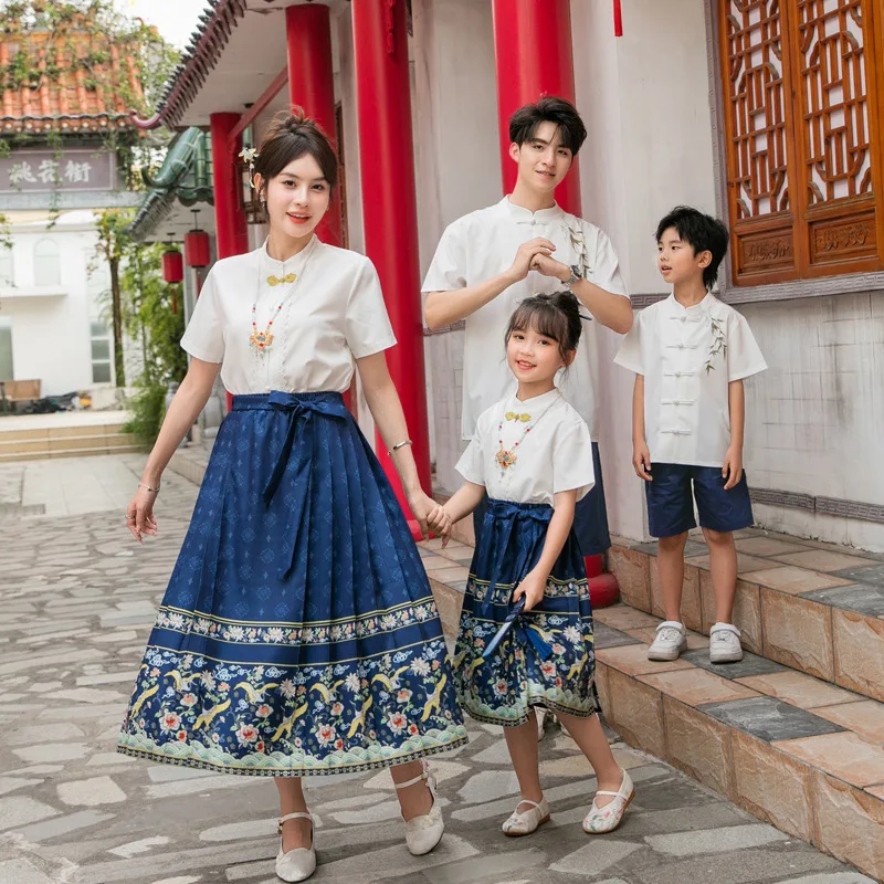 Chinese Family Matching Clothes Sets Daughter Mother Blouse + Long Skirt Two Piece Outfits Son Father Tops + Shorts 2 Piece Suit
Chinese Family Matching Clothes Sets Daughter Mother Blouse + Long Skirt Two Piece Outfits Son Father Tops + Shorts 2 Piece Suit